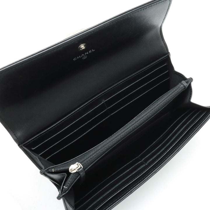 Top Quality Chanel Top Quality Chanel BOY Top Quality Chanel MATRASSES COCOMARK 2 Foldable Wallet 2 Foldable Wallet Leather Black Black Silver Gold  A80286