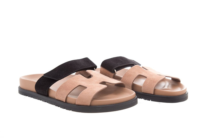 Hermès Brow & Black Chypre Sandals SZ 36