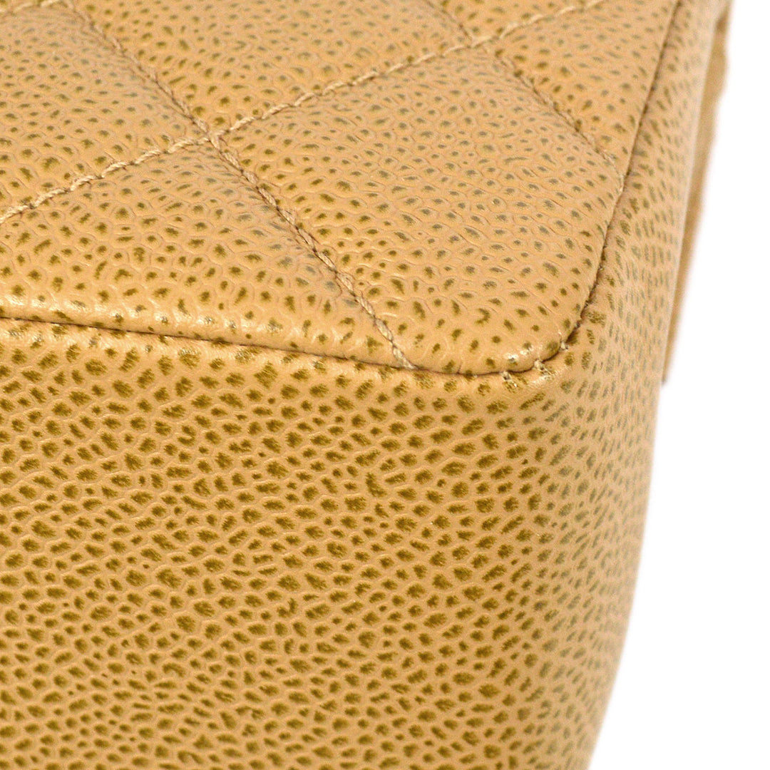 Top Quality Chanel 2003-2004 Beige Caviar Straight Flap Shoulder Bag