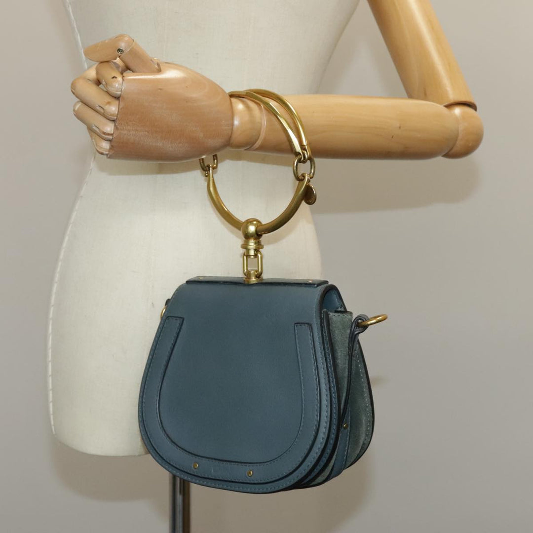 Chloe Nile small bracelet Hand Bag Leather 2way Blue Gold 99046
