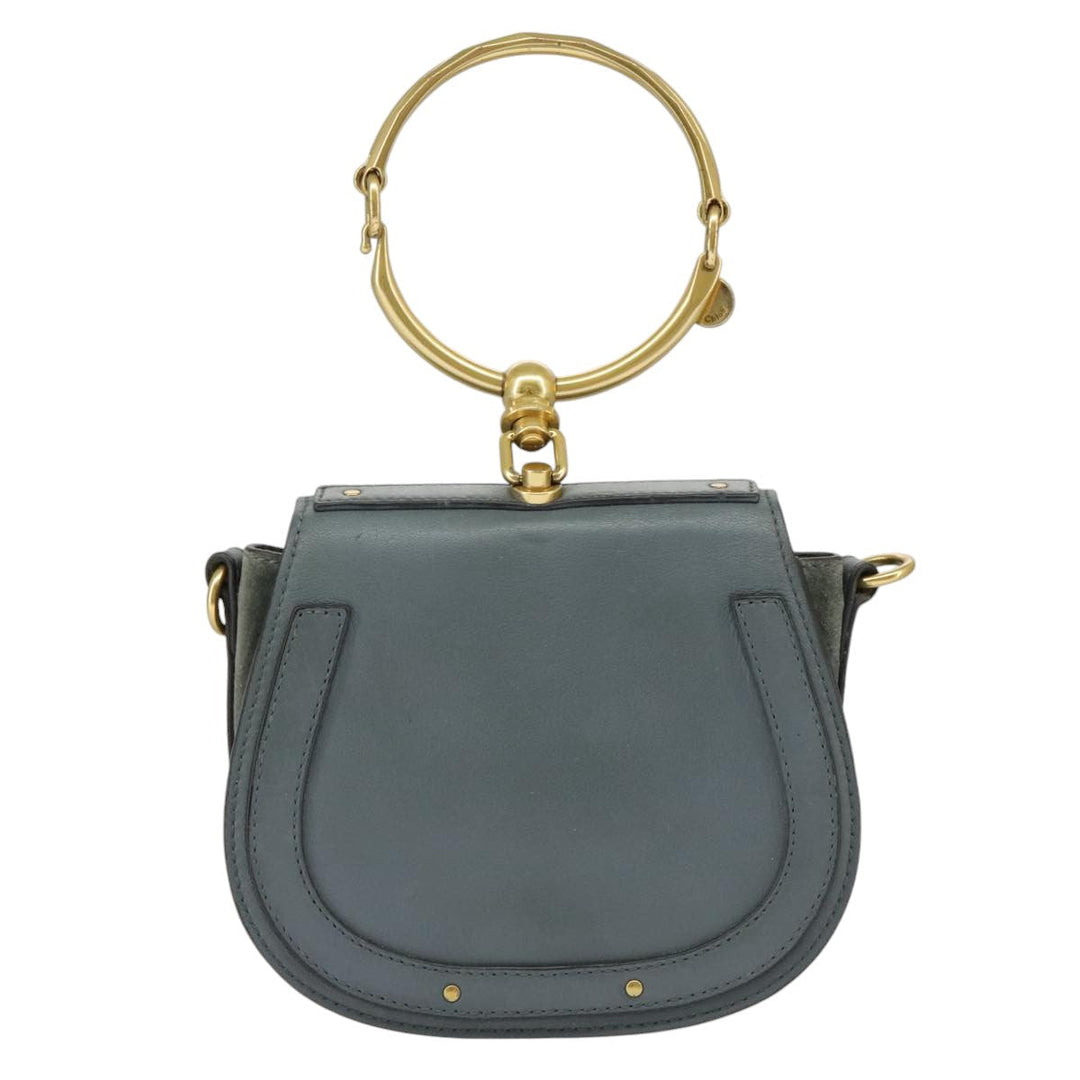 Chloe Nile small bracelet Hand Bag Leather 2way Blue Gold 99046