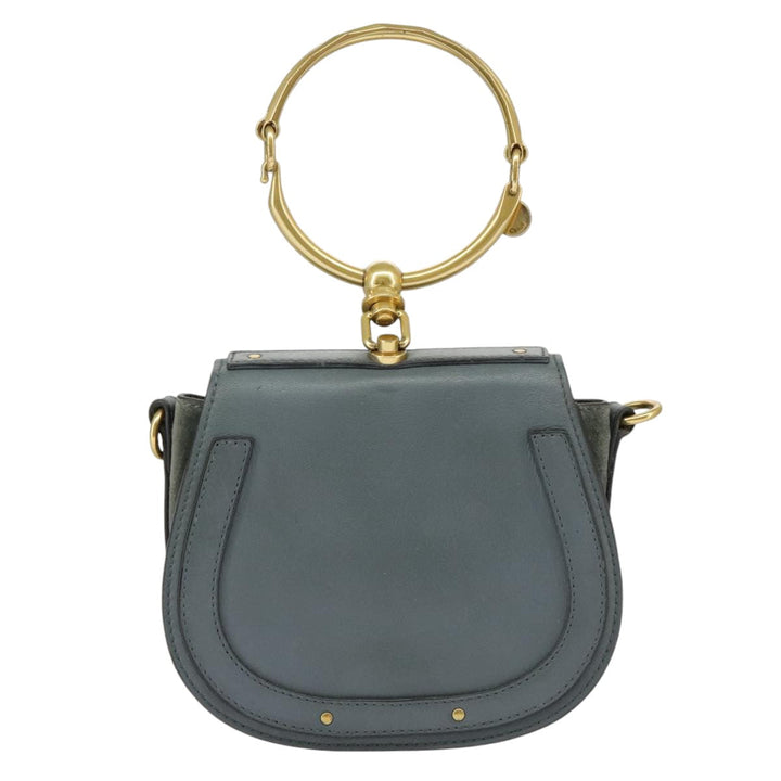 Chloe Nile small bracelet Hand Bag Leather 2way Blue Gold 99046