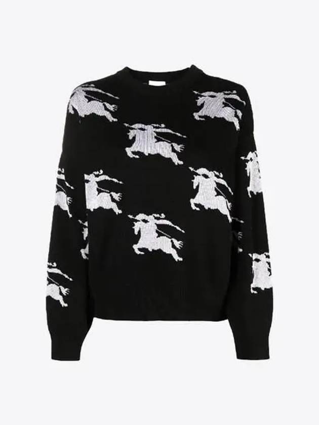 Burberry EKD Cotton Silk Jacquard Knit Top Black