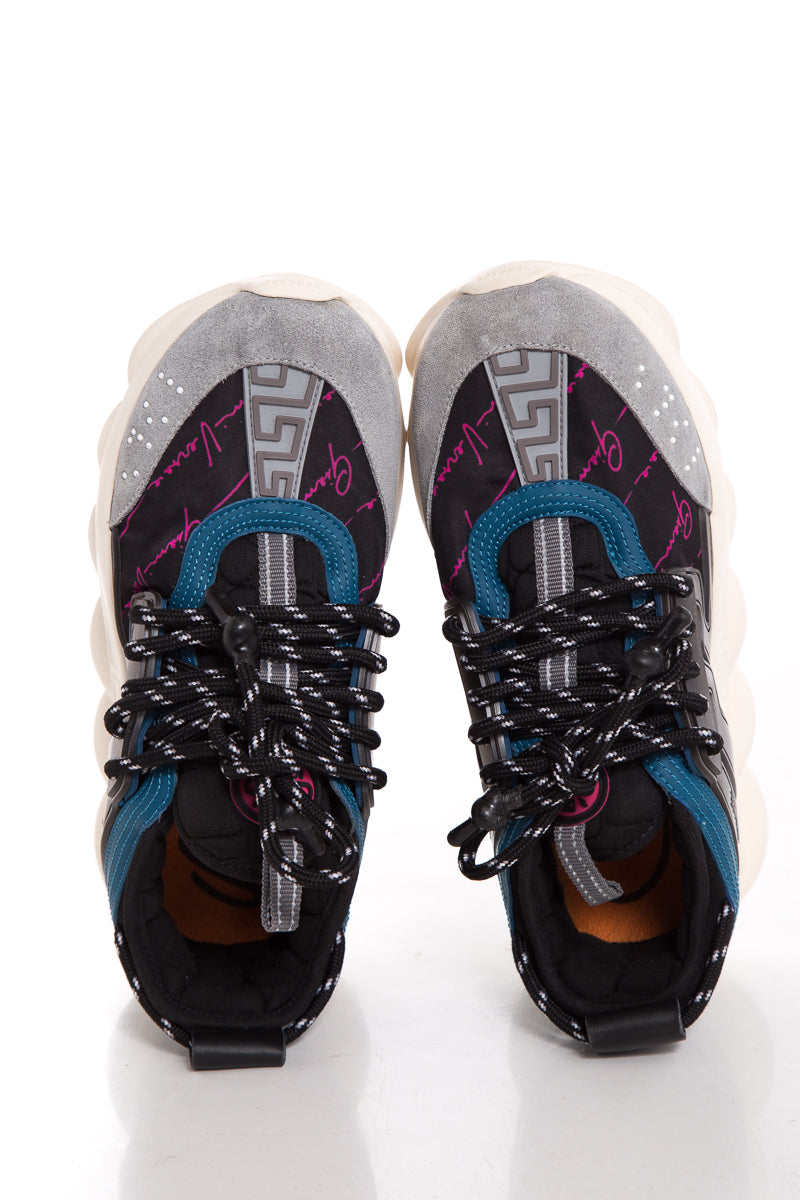 Versace Black & Blue Suede Sneakers SZ 7.5