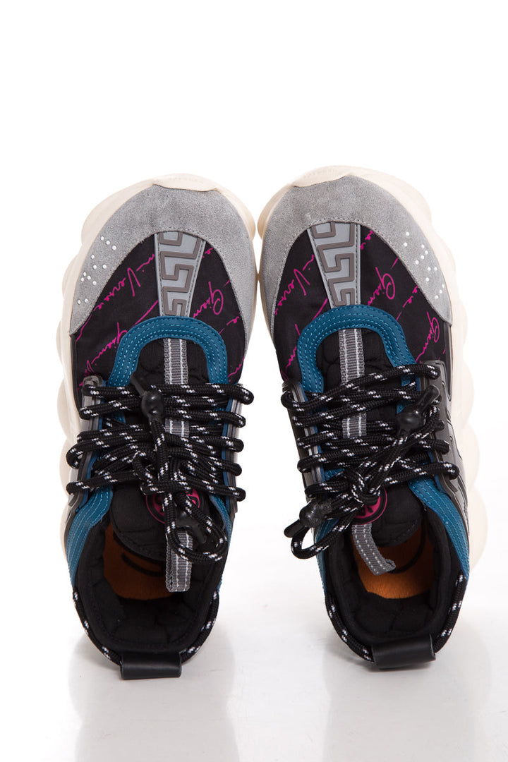 Versace Black & Blue Suede Sneakers SZ 7.5