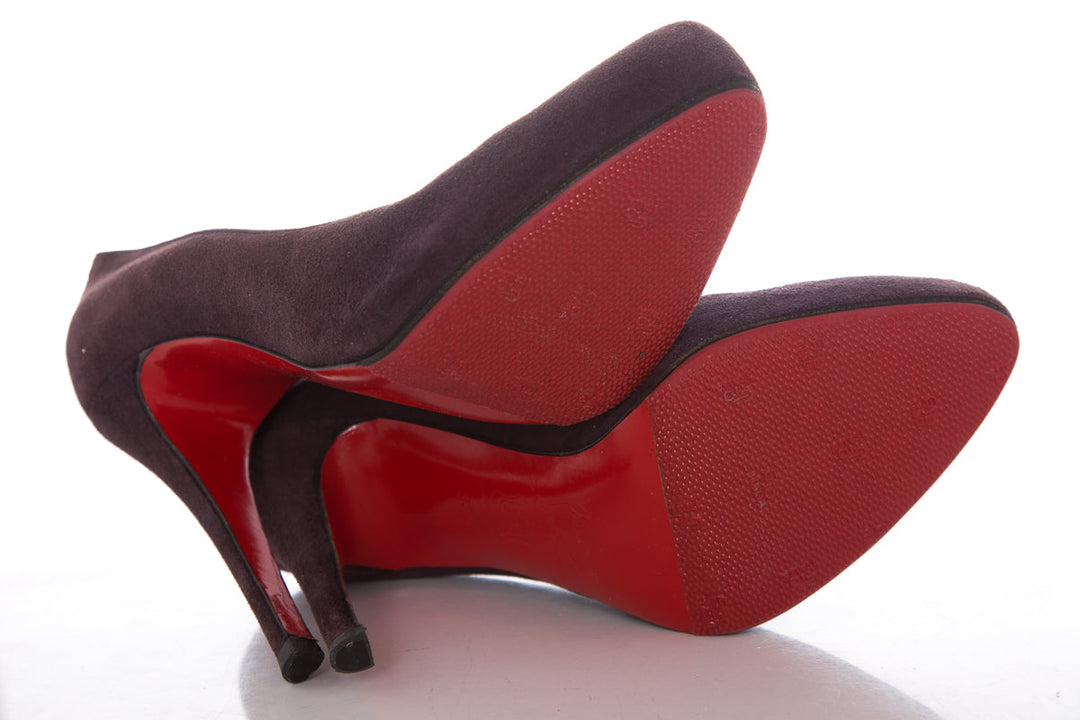 Christian Louboutin Eggplant Suede Pumps SZ 38.5