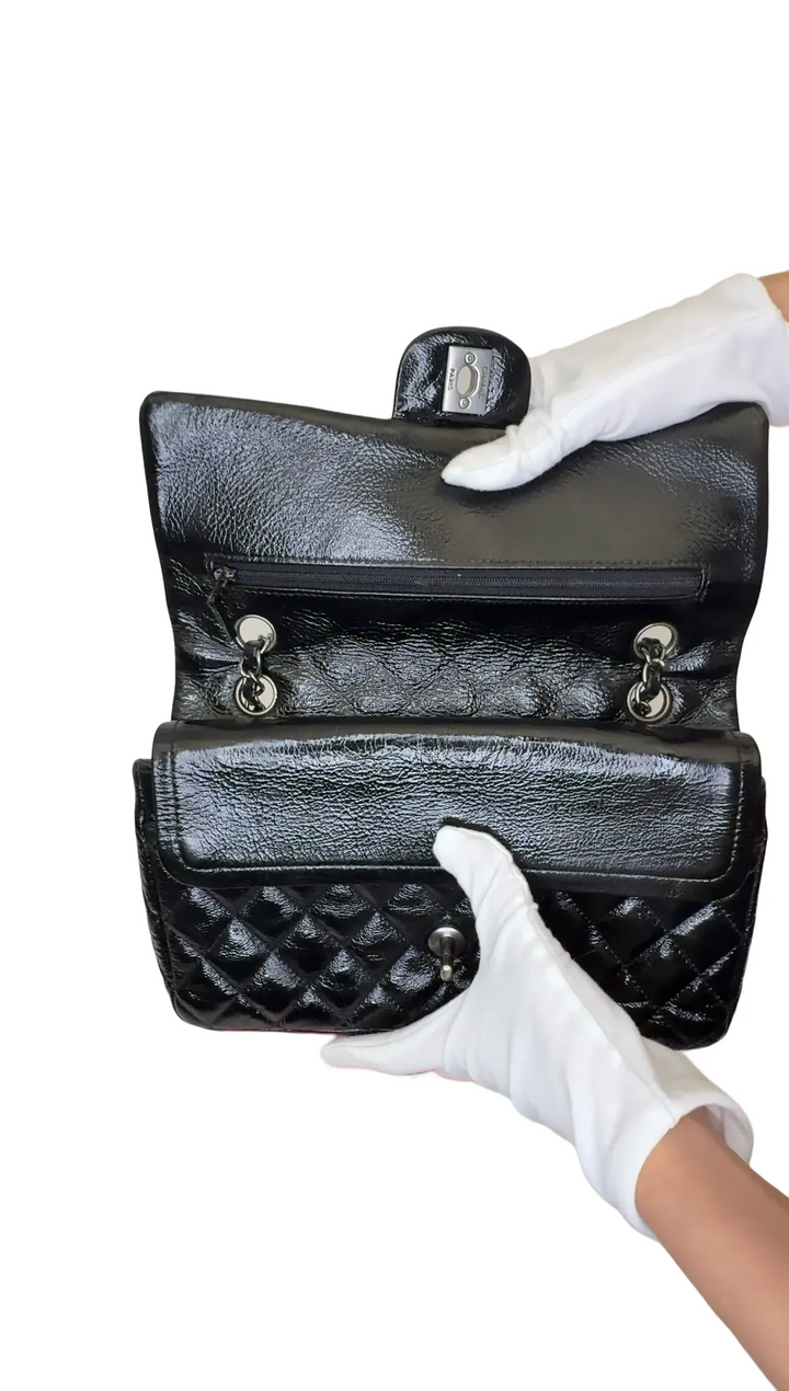 Top Quality Chanel Vintage Patent Jumbo Classic Single Flap Shoulder Bag - Black Shoulder Bags B24-15 B24-15