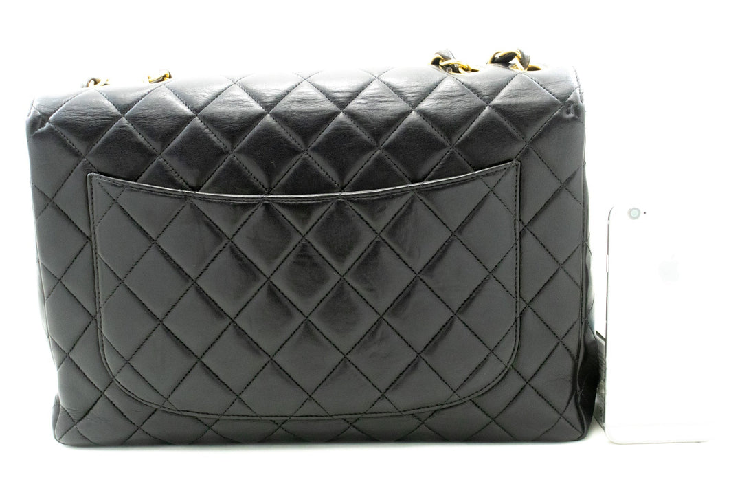 Top Quality Chanel Classic Large 11" Chain Shoulder Bag New Black Lambskin