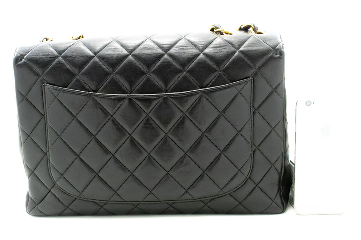 Top Quality Chanel Classic Large 11" Chain Shoulder Bag New Black Lambskin