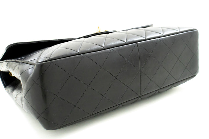 Top Quality Chanel Classic Large 11" Chain Shoulder Bag New Black Lambskin