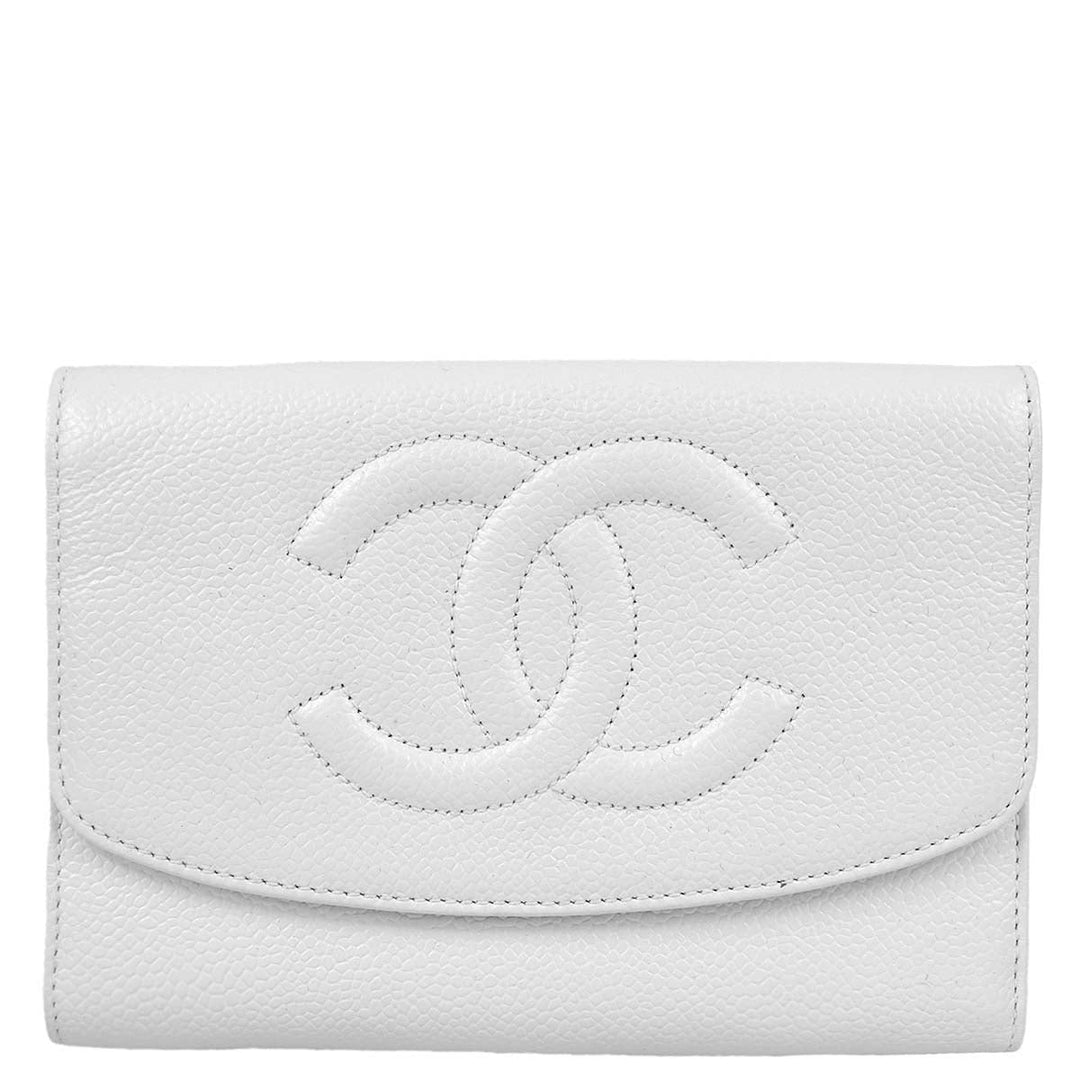 Top Quality Chanel White Caviar Wallet Purse