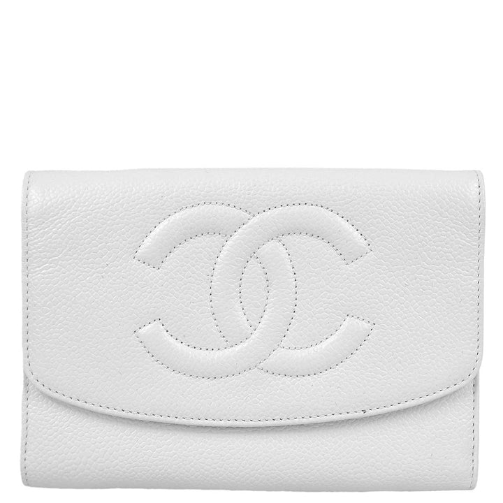 Top Quality Chanel White Caviar Wallet Purse
