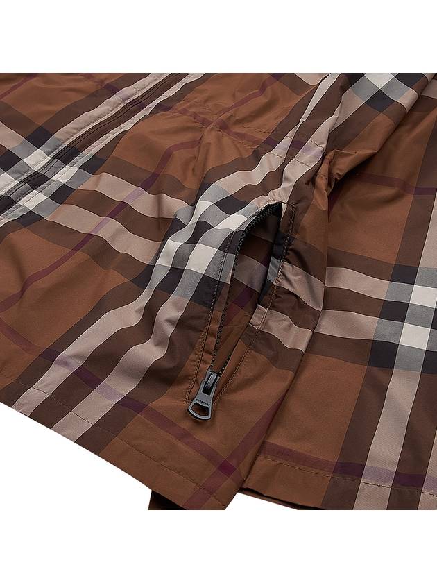 Burberry Check Hooded Jacket Dark Birch Brown