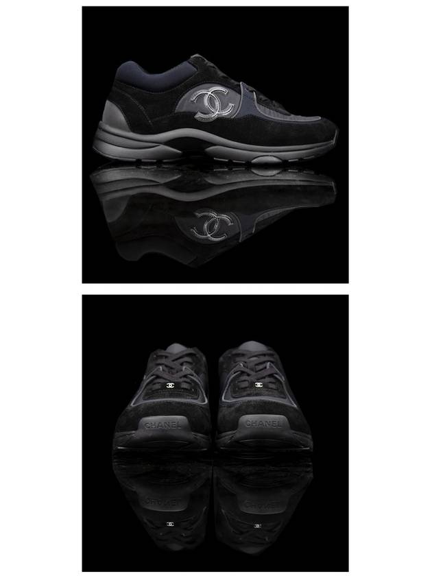 Cruz CC Logo Suede Low Top Sneakers Black Chanel
