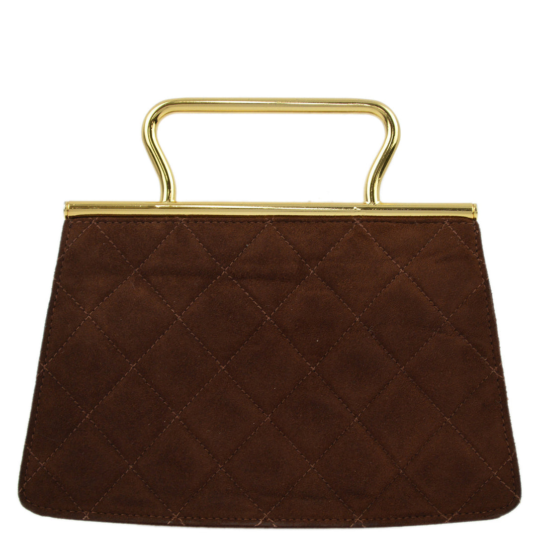 Top Quality Chanel Brown Suede Party Handbag