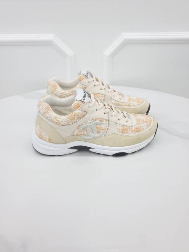 CC logo tweed sneakers orange 38 5 G38299 Chanel