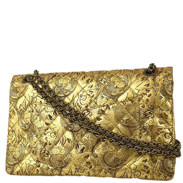 Top Quality Chanel 2008 A Paris-Moscow Runway Metallic Gold Leather 2.55 Reissue Double Flap Bag
