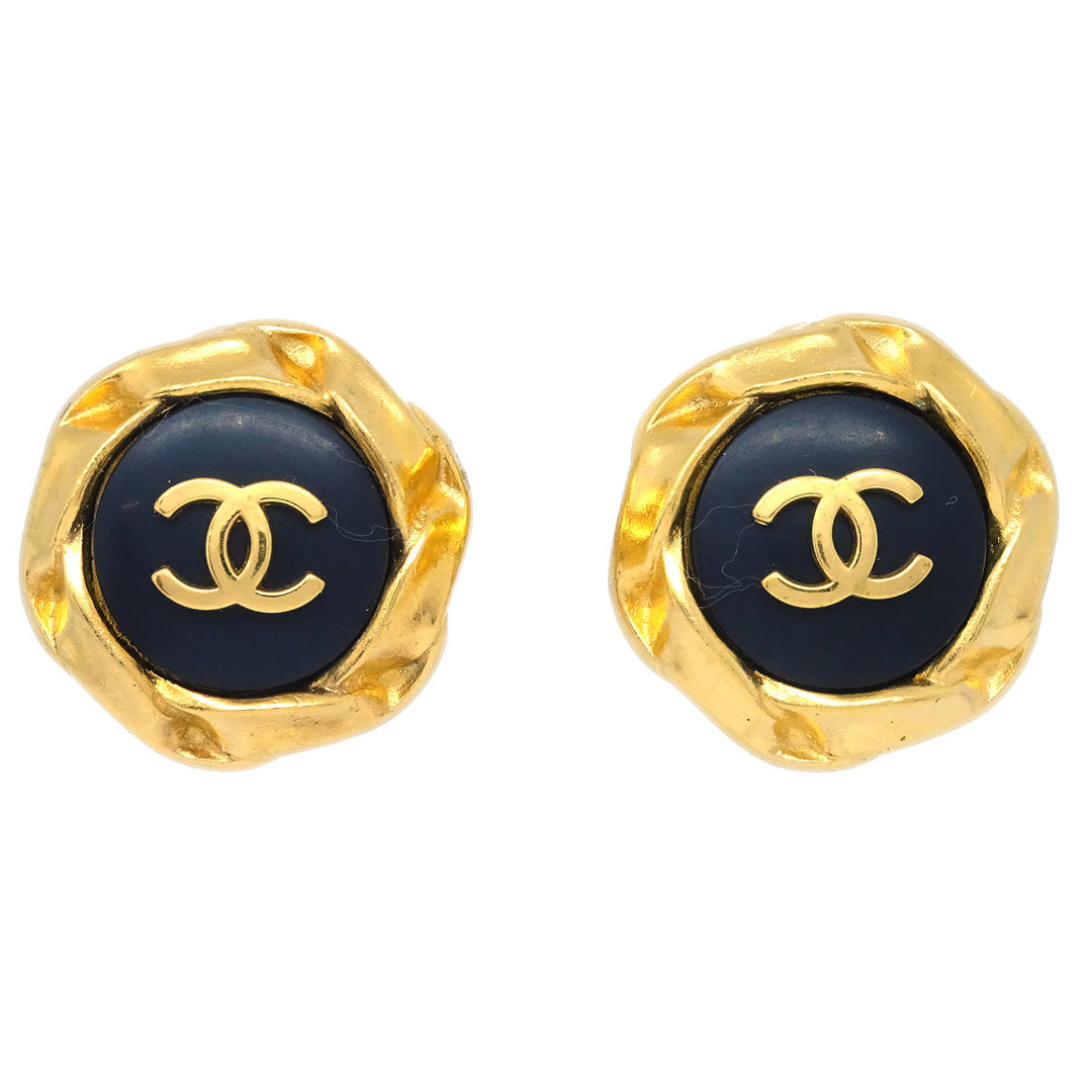 Top Quality Chanel Black Button Earrings Clip-On 96P