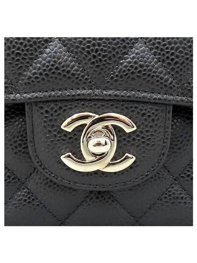 A01112 Black Caviar Skin Classic Medium Silver Chain Flap Shoulder Bag Chanel