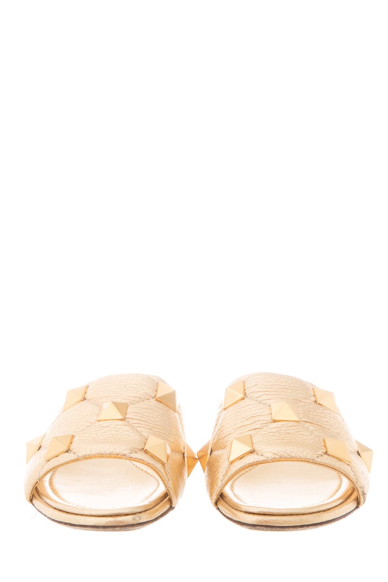 Valentino Metallic Gold Rockstud Slides SZ 35