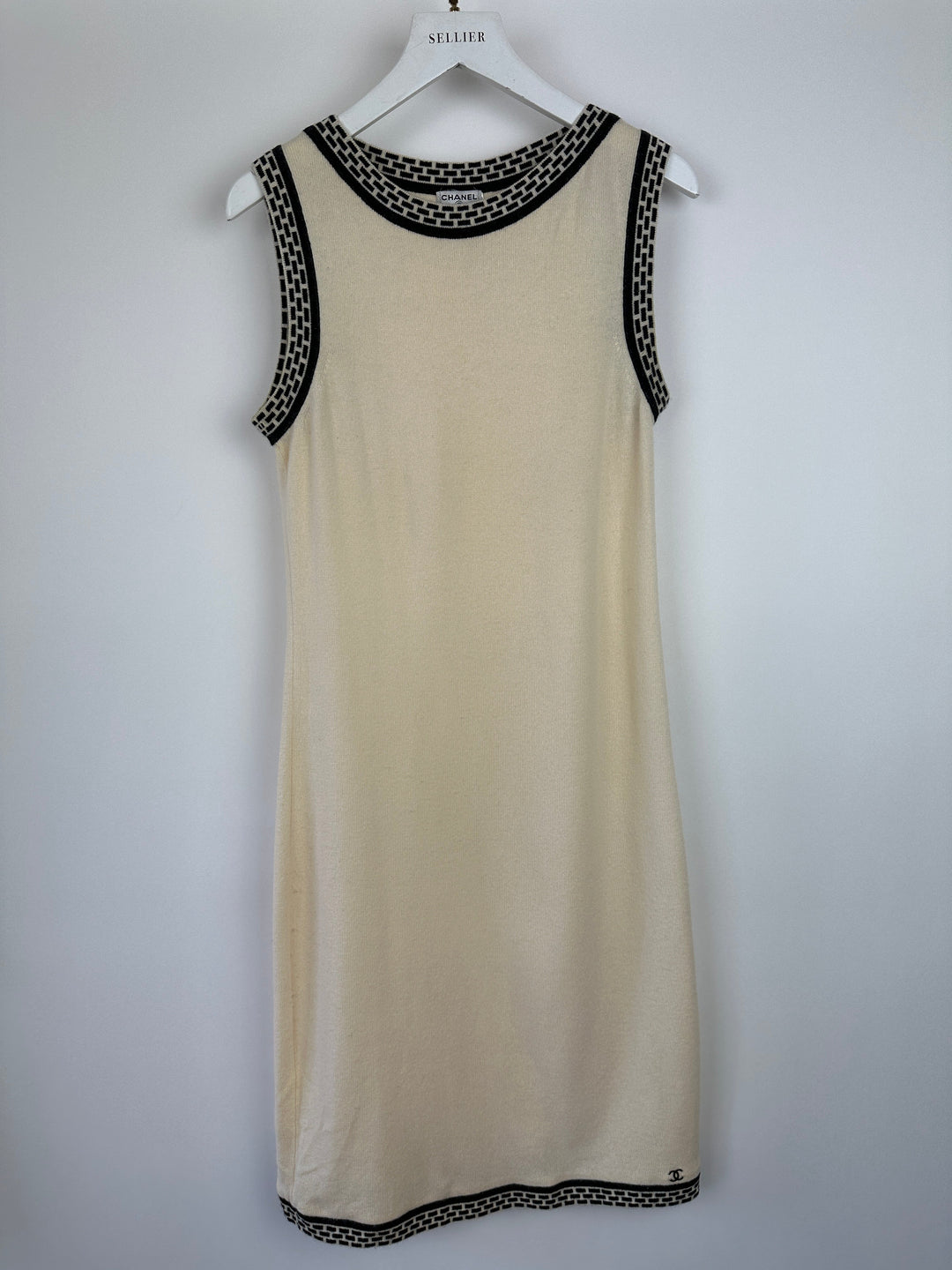 Top Quality Chanel 04A Cashmere Midi Dress and Longline igan Set With Grey Trim Detail FR 36 (UK 8)