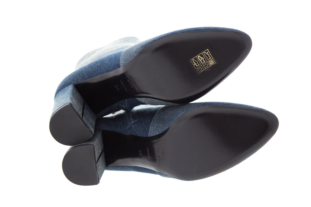 Saint Laurent Denim Heel Booties SZ 38