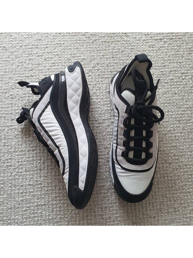 CC Logo Mixed Fiber Low Top Sneakers Black White Chanel