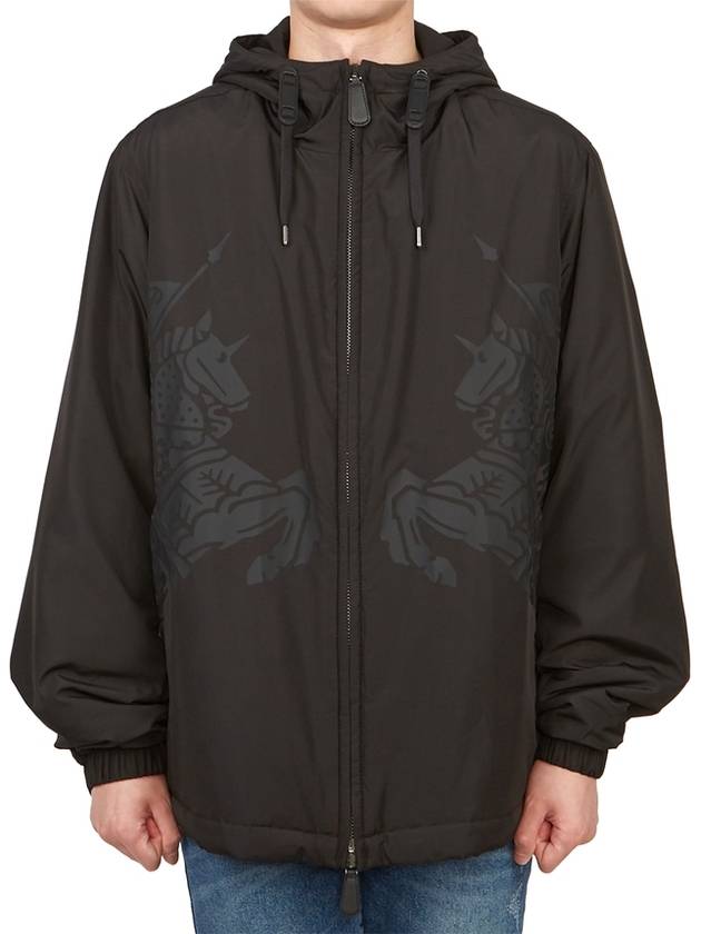 Burberry Men's Equestrian Knight Print Hooded Jacket Black