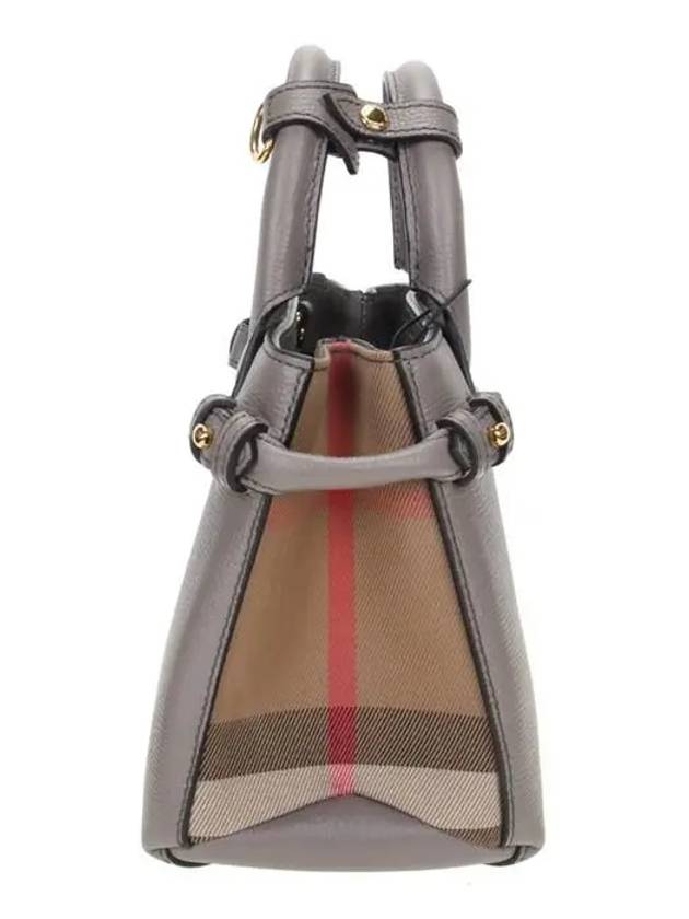 Burberry Banner House Check Derby Mini Tote Bag Grey