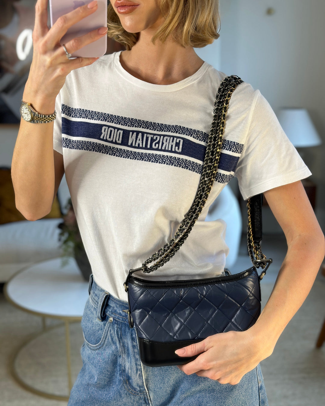 *FIRE PRICE* Top Quality Chanel Blue & Black Small Gabrielle Bag in Lambskin Leather with Mixed Hardware