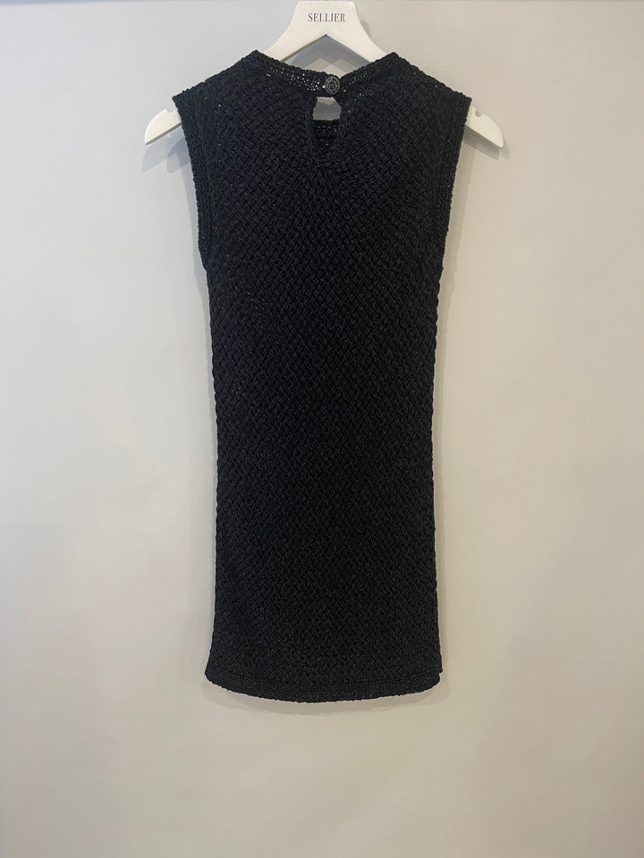 Top Quality Chanel Black Crochet Sleeveless Mini Dress Size FR 36 (UK 8)