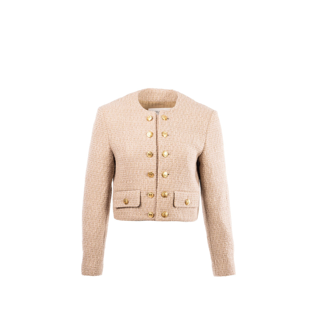 Top Quality Celine size 34 Chasseur Jacket in Braided Boucle Tweed Corde beige
