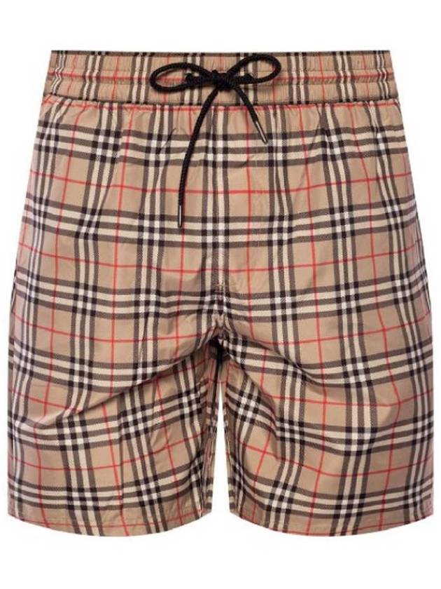 Burberry Men's Small Scale Check Drawstring Swim Shorts Beige