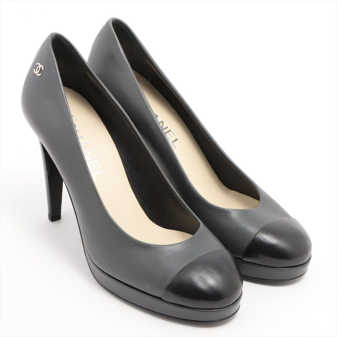 Top Quality Chanel Coco Leather Pump 38C  Black X Grey G30389