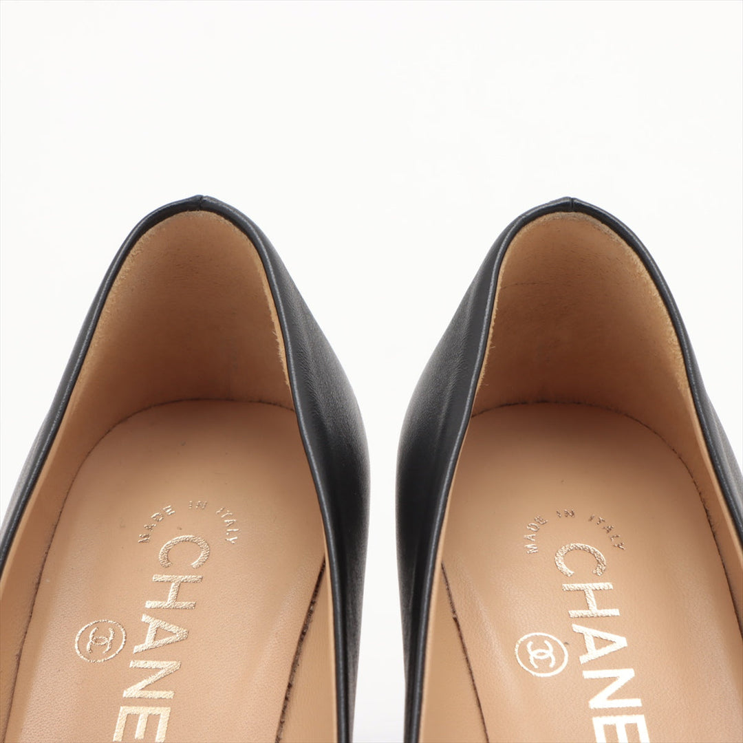 Top Quality Chanel Coco 20P Leather Pump 36 1/2  Black G35802 Box