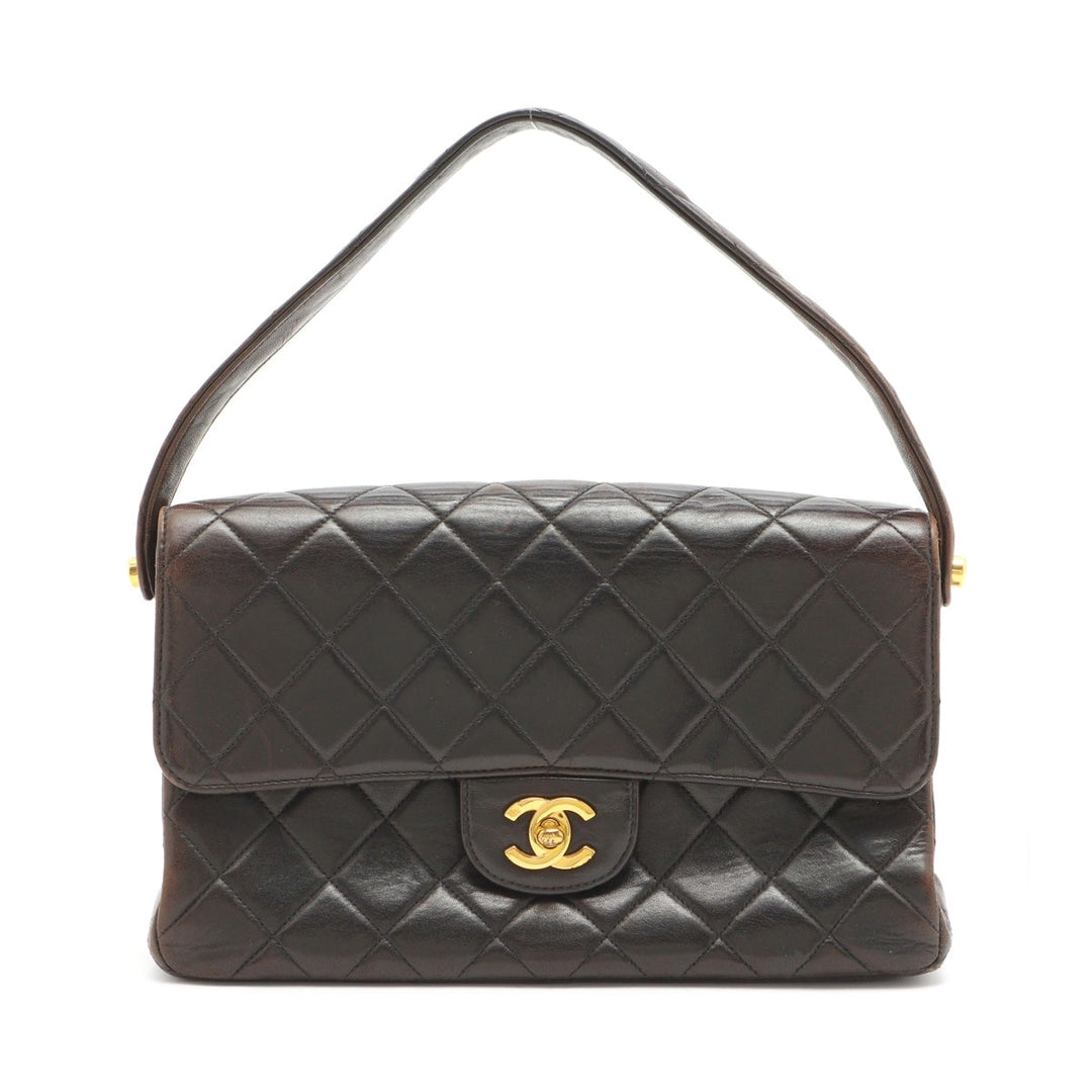 Top Quality Chanel Vintage Double Flap Shoulder Bag in Lambskin Black