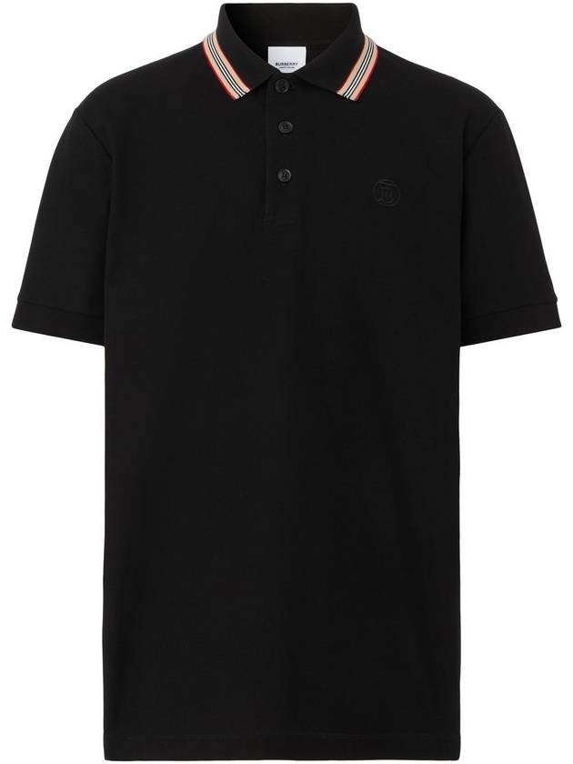 Burberry Icon Stripe Short Sleeve Polo Shirt Black
