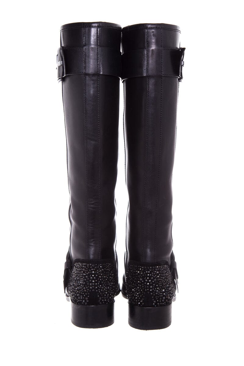 Brian Atwood Black Knee Length Embellished Boots SZ 7