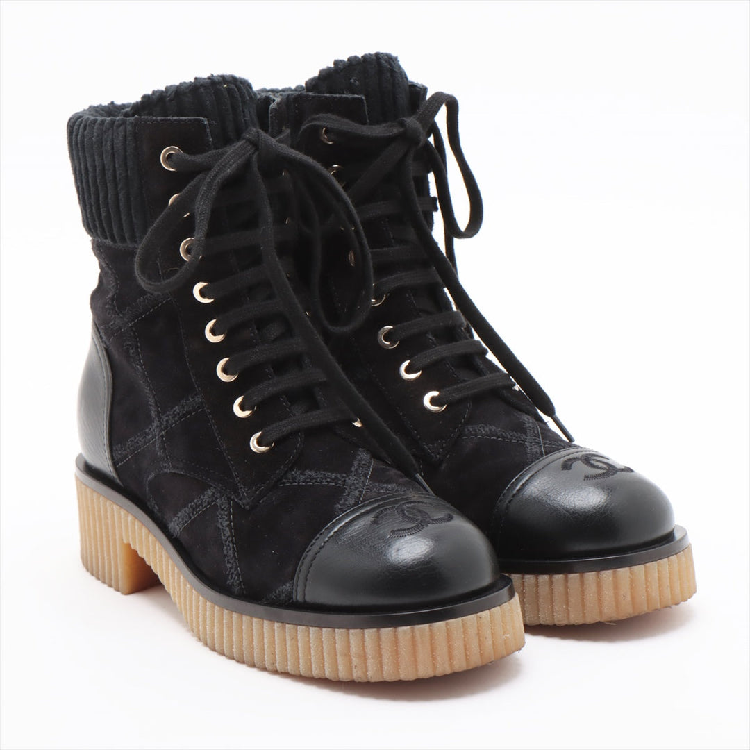 Top Quality Chanel Coco Leather X Suede Shoes 36  Black G36536 Matrasse