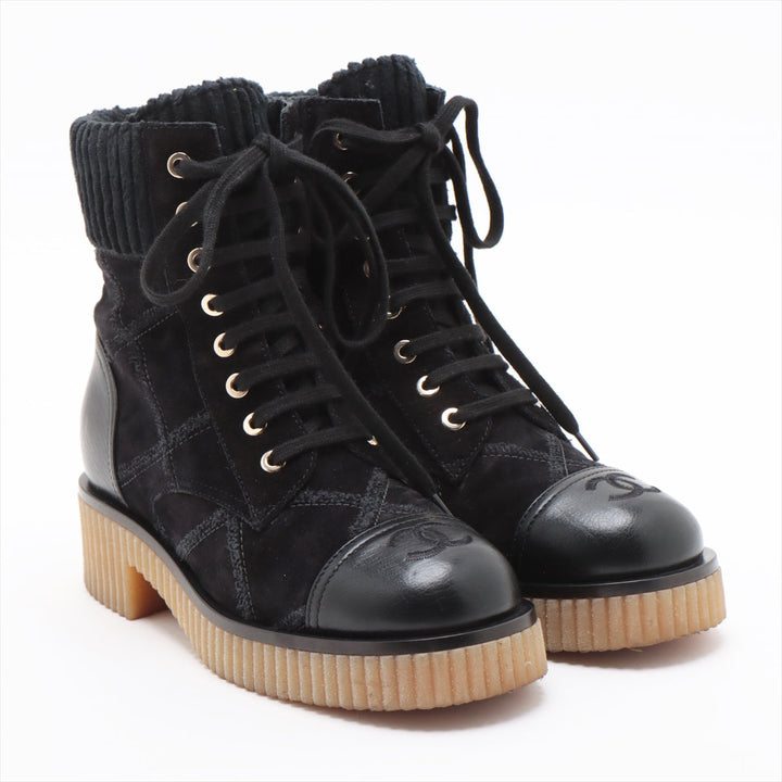 Top Quality Chanel Coco Leather X Suede Shoes 36  Black G36536 Matrasse