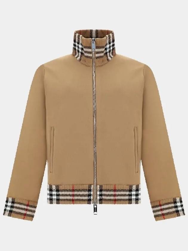 Burberry Men's Check Trim Track Jacket Camel