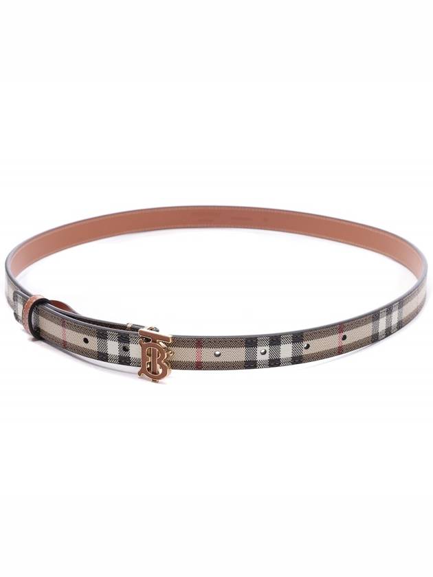 Burberry Logo Check Leather Belt Archive Beige Briar Brown