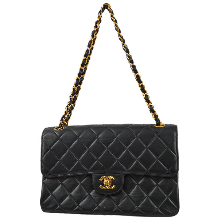 Top Quality Chanel Black Lambskin Double Sided Classic Flap Shoulder Bag