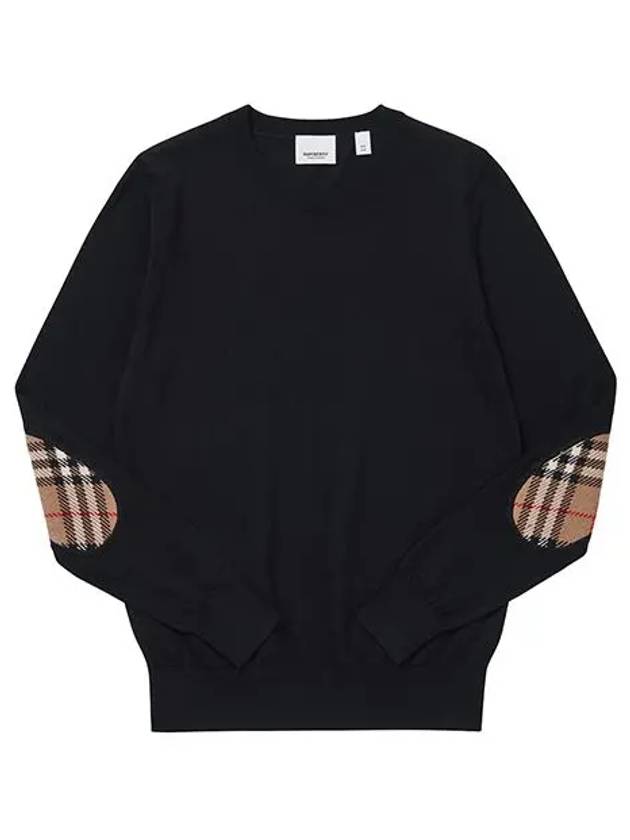 Burberry Check Patch Merino Wool Knit Top Black