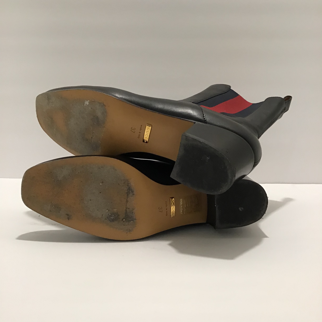 Gucci Black Booties w/Navy & Red Stripe Sz 37 (7)