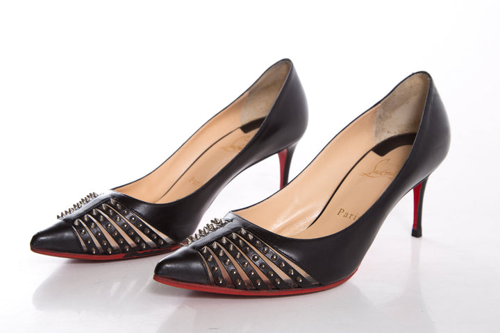 Christian Louboutin Black Studded Heels SZ 38