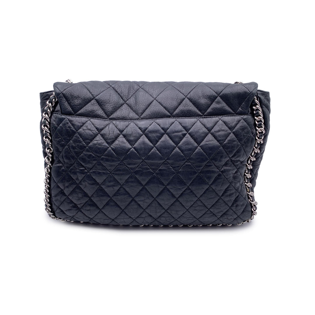 Chanel Black Quilted Lambskin Chain Around Maxi Shoulder Bag