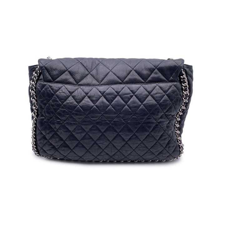 Chanel Black Quilted Lambskin Chain Around Maxi Shoulder Bag