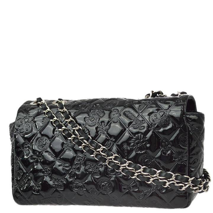 Top Quality Chanel * Black Patent Leather Icon Single Flap Shoulder Bag