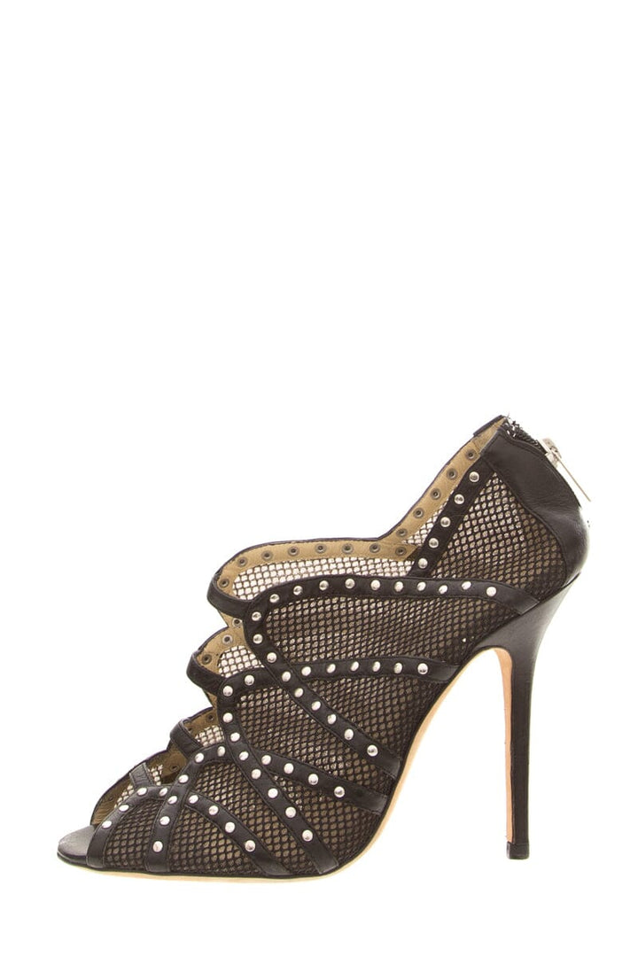 Jimmy Choo KARINA Mesh Studded Black Heels SZ 39.5
